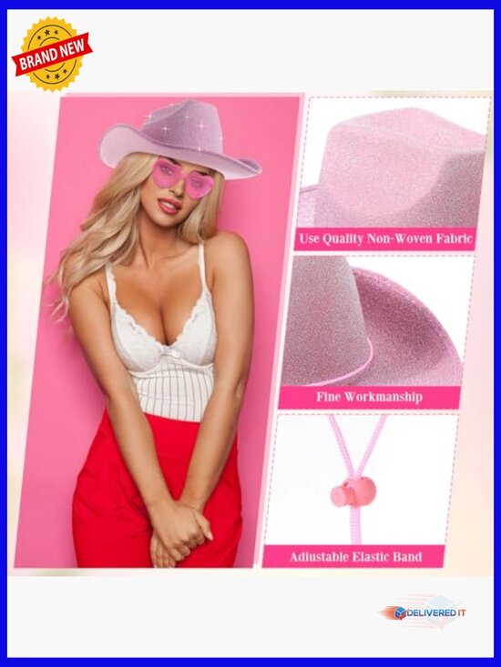 Cowboy Hat with Paisley Bandana and Heart Sunglasses Set main image 7